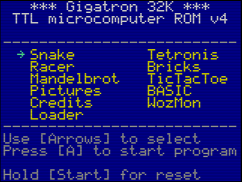 Gigatron Boot Screen