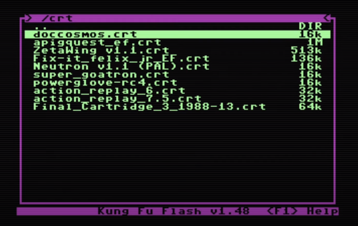 Screenshot of Kung Fu Flash software running on C64